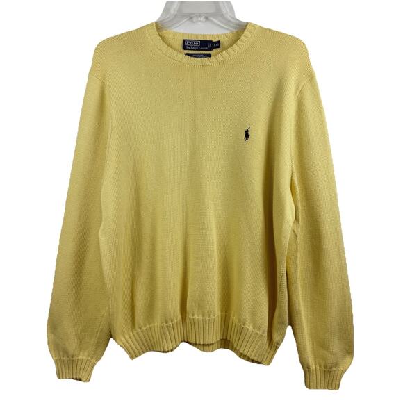 Vintage Polo Ralph Lauren Yellow 100% Cotton Sweater Mens XXL 90s Preppy Classic - Picture 1 of 10
